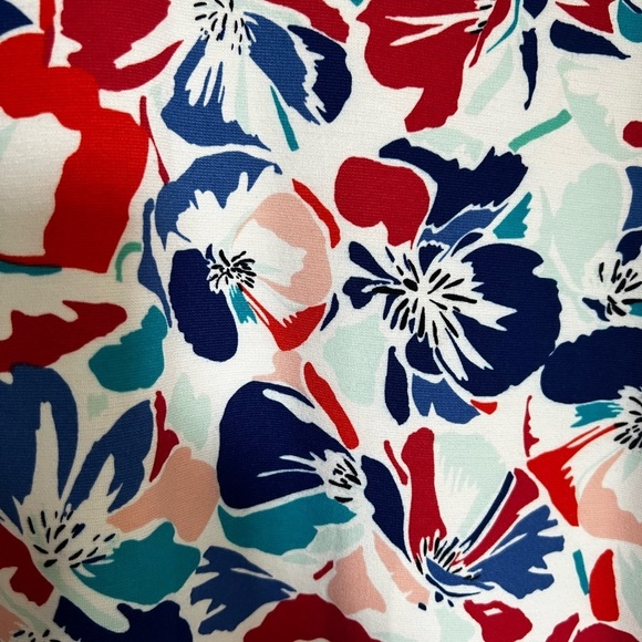 Talbots Abstract Floral V-Neck Sleeveless Multicolor Summer Dress Size Large - Picture 2 of 5